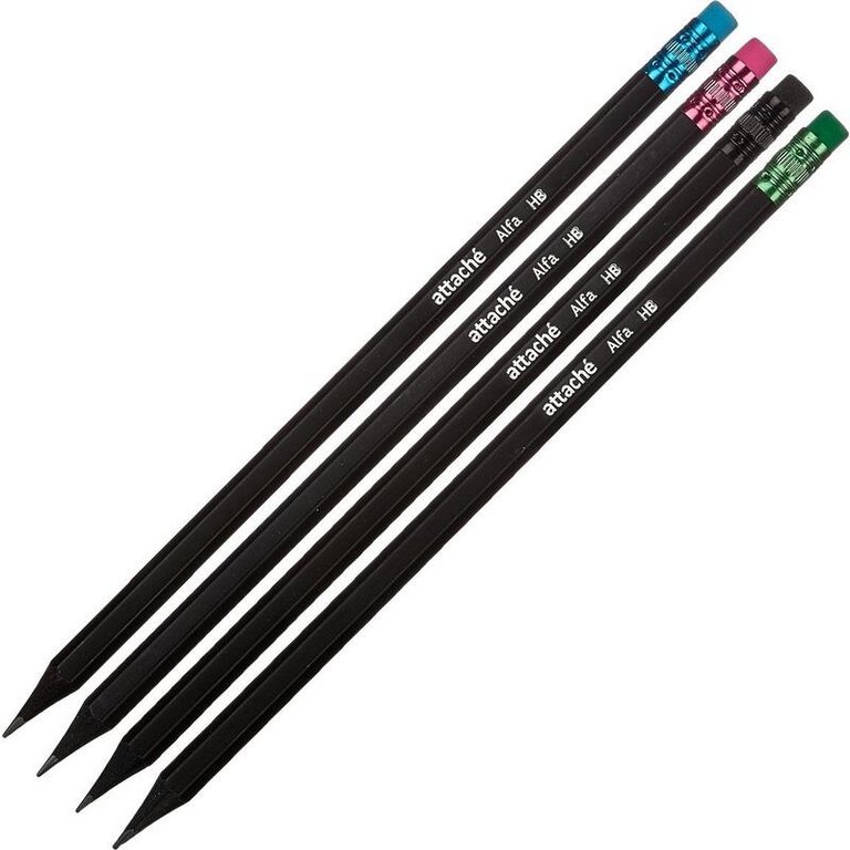 Карандаш ч/г HB Attache "Alfa" с ластиком (черное дерево)