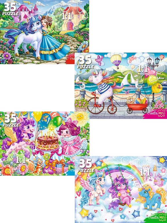 Пазлы   35 дет. "Чудесные единороги" Рыжий кот