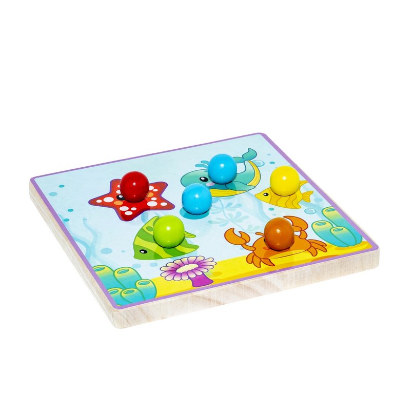 Мозаика для малышей из дерева "Baby You" Bondibon, 12 картинок-шаблонов, 25 фишек, 3+