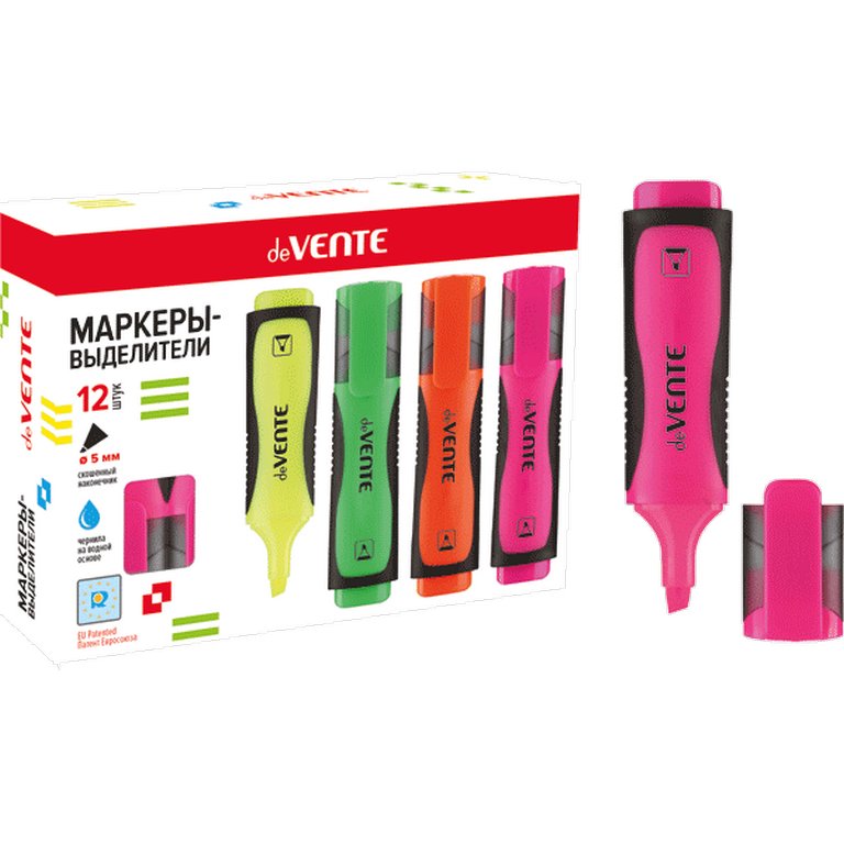 Текст-маркер deVENTE 1-5мм розовый (с каучуковыми вставками)