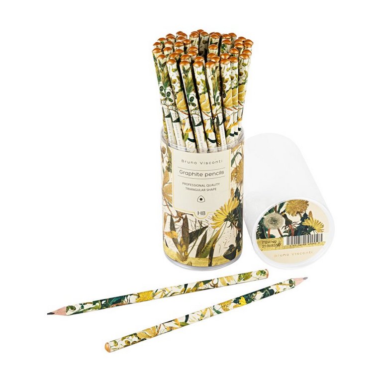 Карандаш ч/г HB с рис. трехгранный Bruno Visconti Flora "Summer Greens"