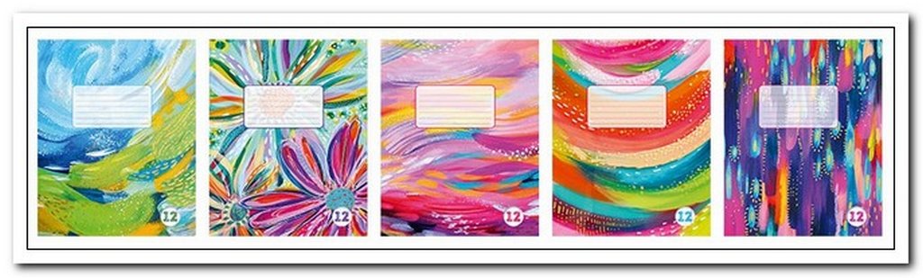 Тетрадь 12 лист лин. А5 "Карнавал цвет" 5 цветов