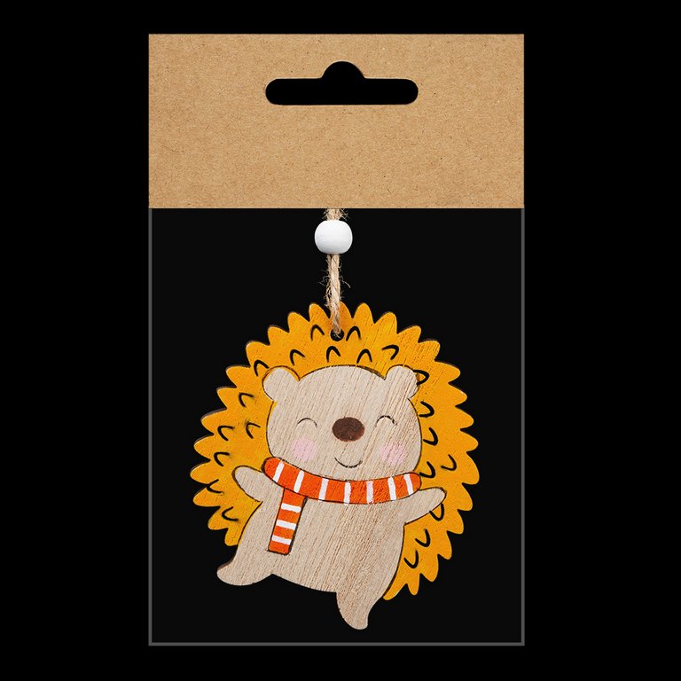 Украшение елочное из дерева "Счастливый ежик" 8,5х12,5х0,5 см