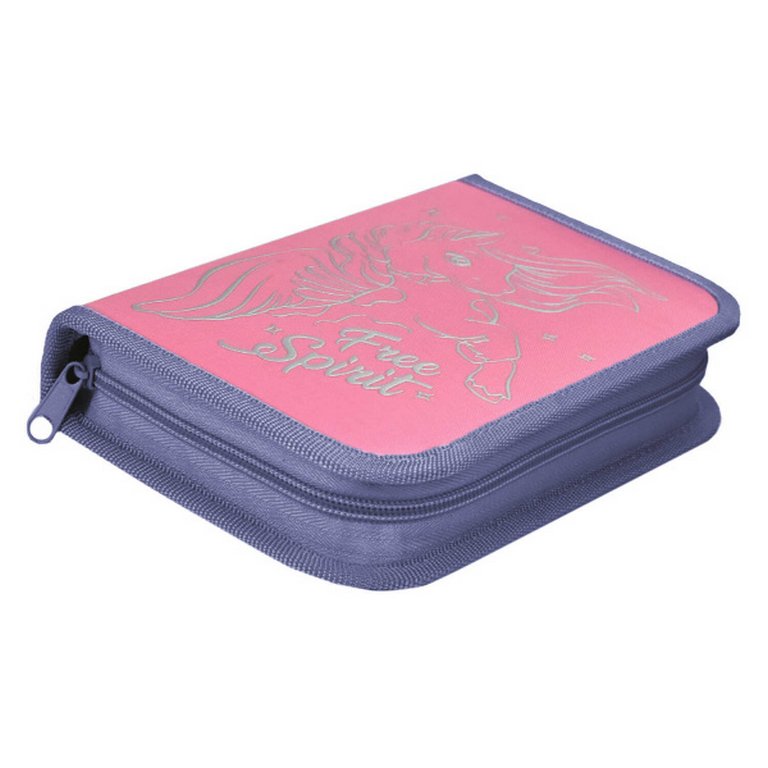 Пенал 1 отд. 1 откид. планка для девочки Феникс+ "Лошадка" 13.3x20x3.5 cм (ткань)