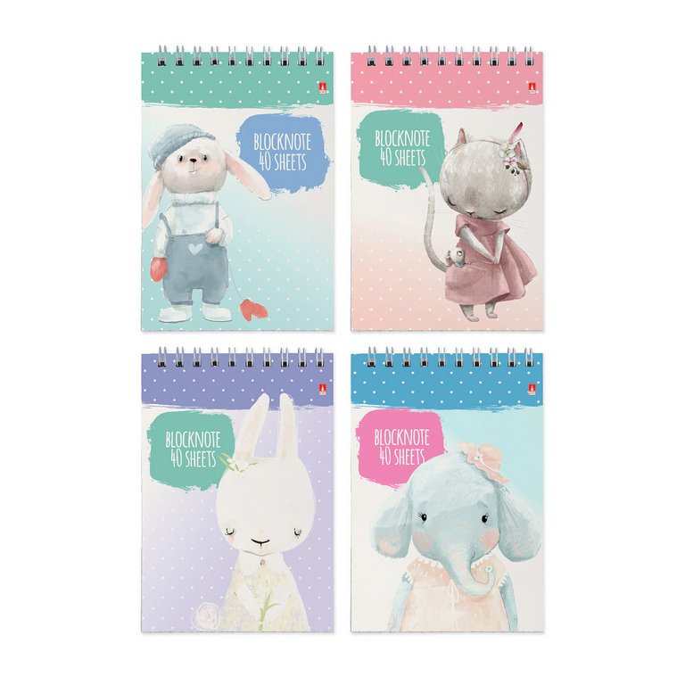 Блокнот А6  40л., 100*150 мм, на гребне Альт "KIDS" 4 вида