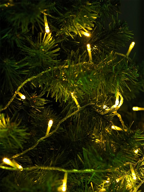 Гирлянда комнатная Нить 25м, 250 теплых ламп, 8 режимов, прозрачный провод 220Вт