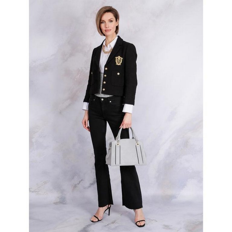 Сумка женская LEO VENTONI 32*23*14см, нат. кожа, серый