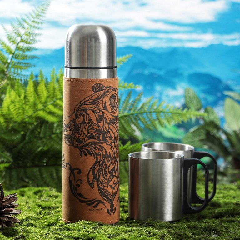 Набор туристический "Охота - занятие храбрых" (термос 500мл, 2 кружки по 170 мл)