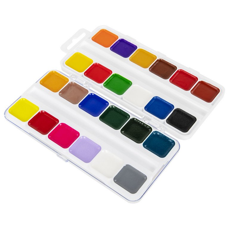 Краски акварельные 24 цв. медовые Brauberg "KIDS" (без кисти, пластиковая упаковка)