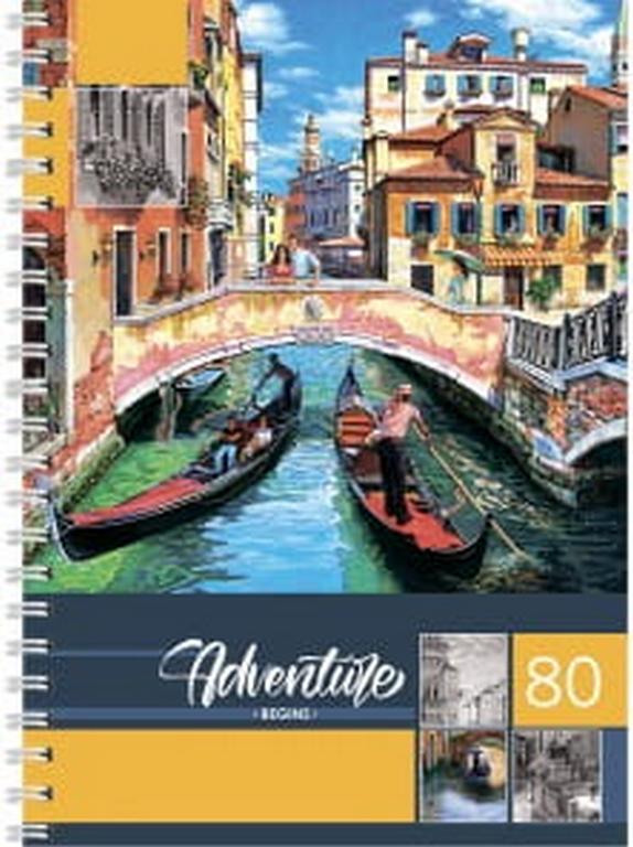 Тетрадь 80 лист кл. А4 на гребне Profit "ВЕНЕЦИЯ АКВАРЕЛЬЮ" цвет.мелов.обложка