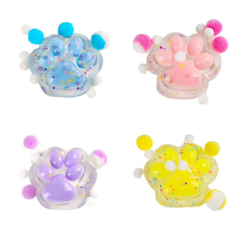 Мялка "Кошачья лапка с помпонами" 6*7 см, ассорти, JOLLY JOT