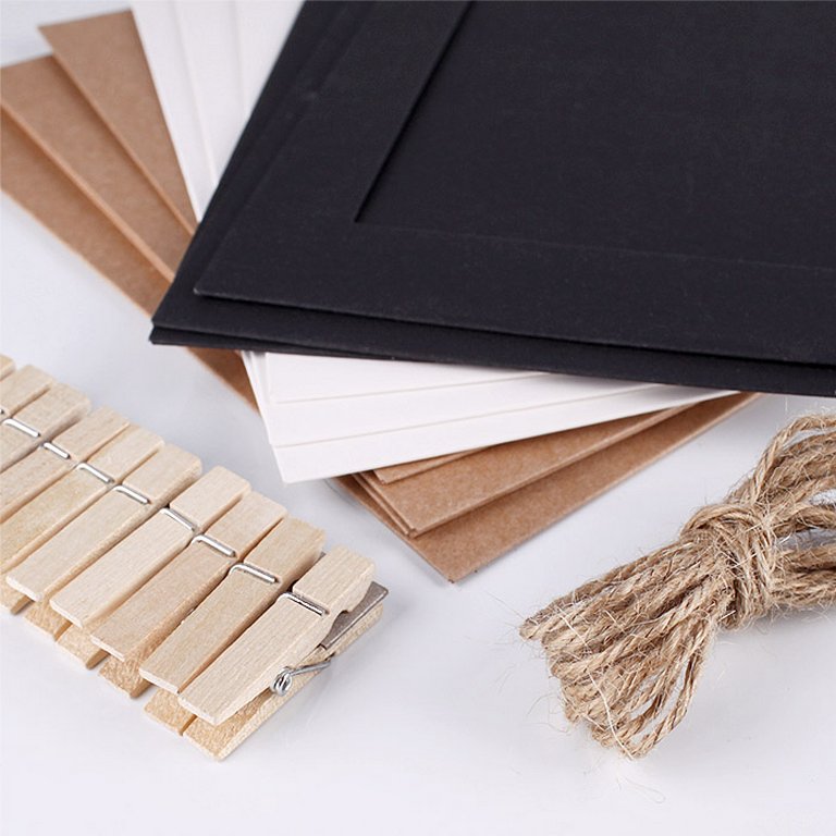 Рамки для фотографий в наборе 8х10,5 см (10 бум. рамок, 10 прищепок+ шпагат)