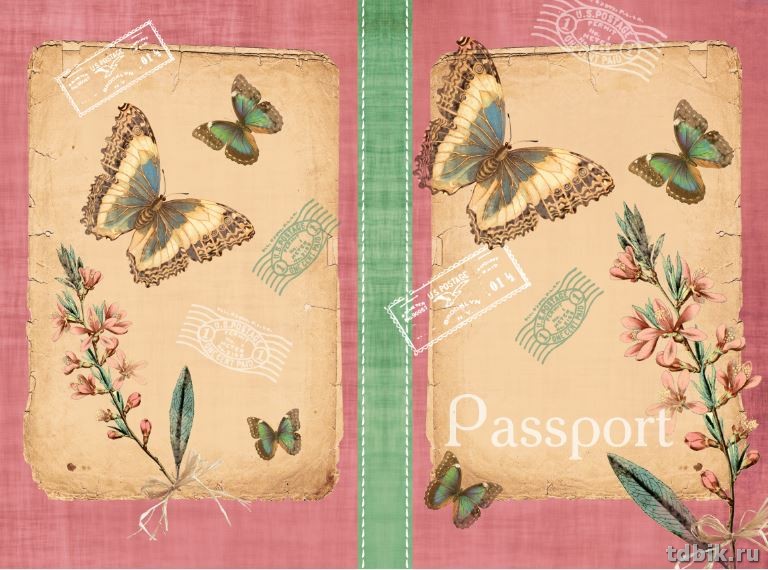 Обложка для паспорта "Бабочки" ПВХ, экон.13,2*18,6
