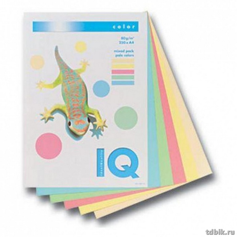 Бумага IQ mixed 80 А4, 250 лист/уп, смесь пастельных цветов