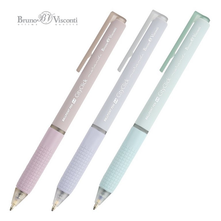 Ручка шариковая авт. Bruno Visconti "CityClick. Morandi" резин.упор 1,0мм синяя (ст.108мм,лин.0,9мм)