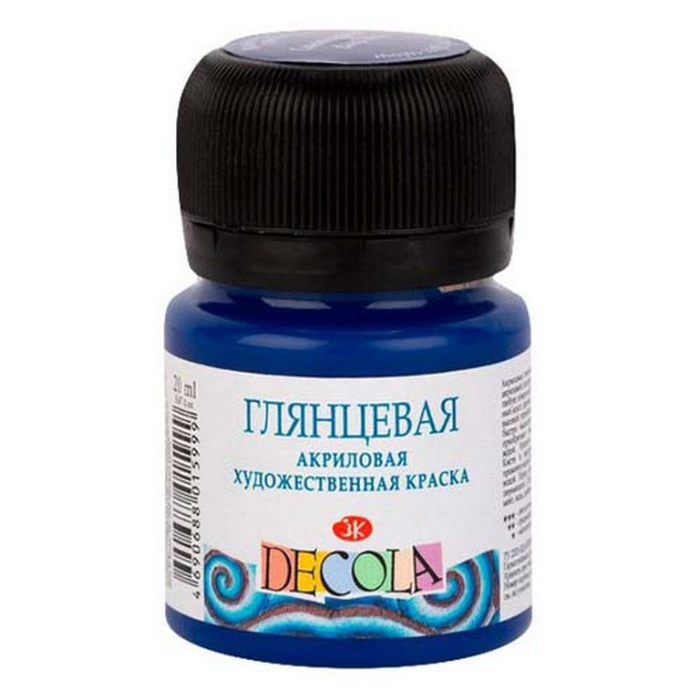 Краска акриловая  20мл синяя темная, глянцевая Декола