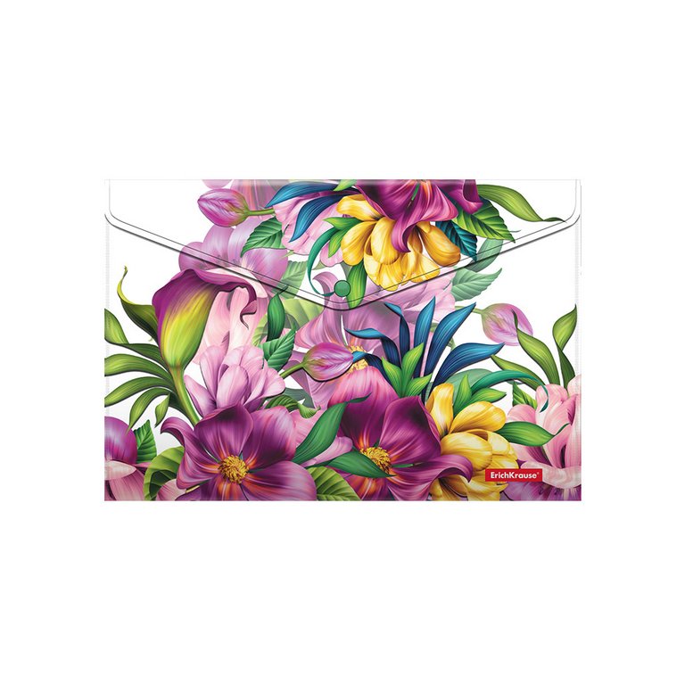 Папка-конверт на кнопке A4 пластик 0,16 мм ErichKrause "Tropical Flowers"