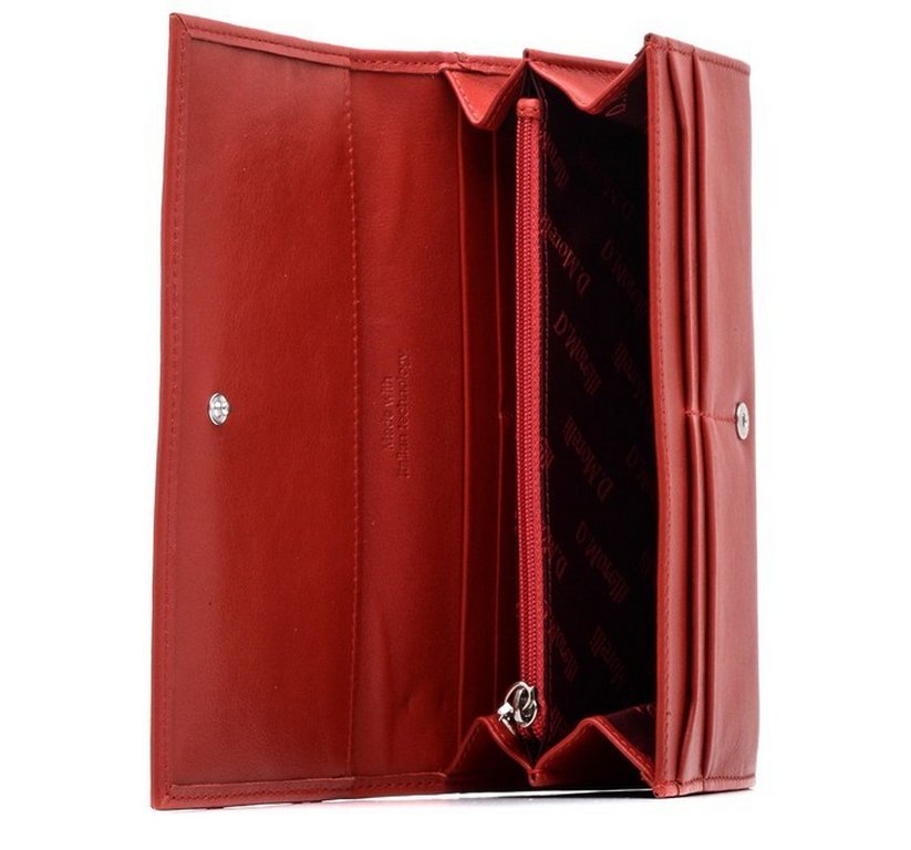 Портмоне D.Morelli женское "Red-2" большое, нат.кожа