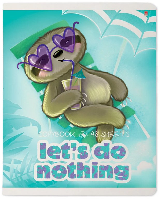 Тетрадь 48 лист кл. А5 на скрепке "КАРИБСКИЕ ЛЕНИВЦЫ" 5 видов