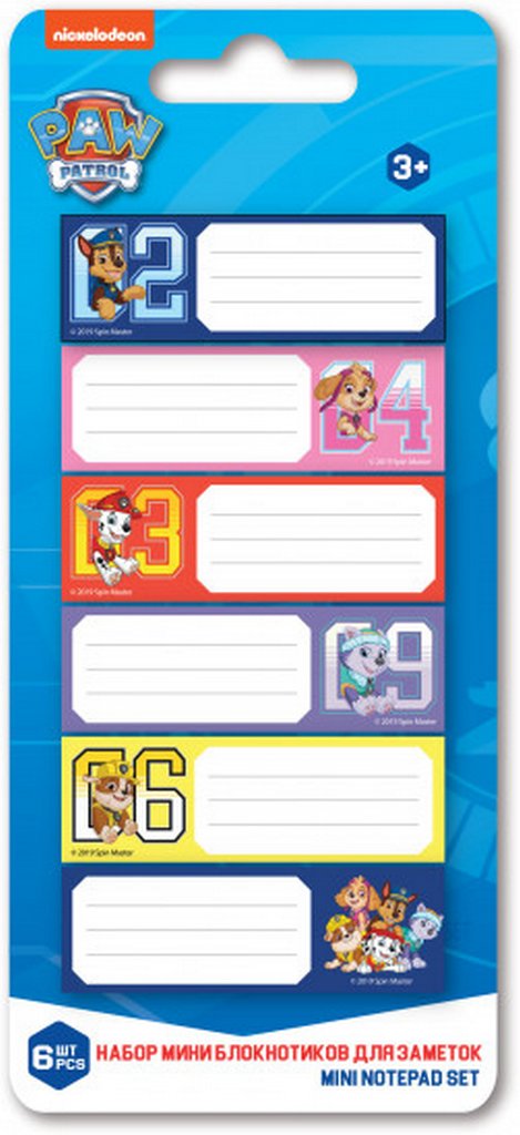 Блокнот-мини А6 70*158 мм, "Paw Patrol" набор 6 шт
