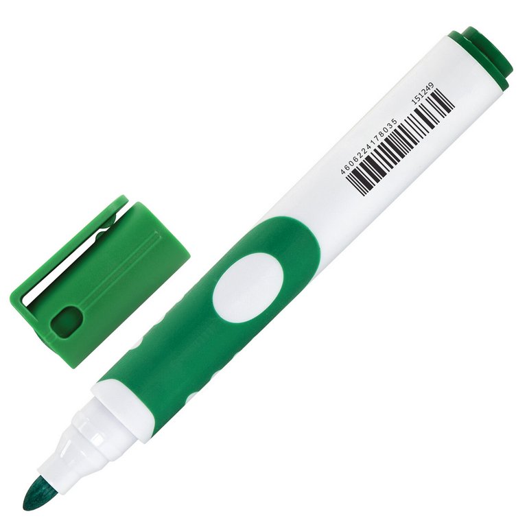 Маркер для доски Brauberg "SOFT" 5мм зеленый круглый с резиновой вставкой