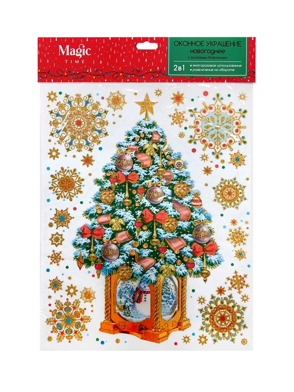 Украшение оконное "Зимняя елка" с глиттером 30х38см
