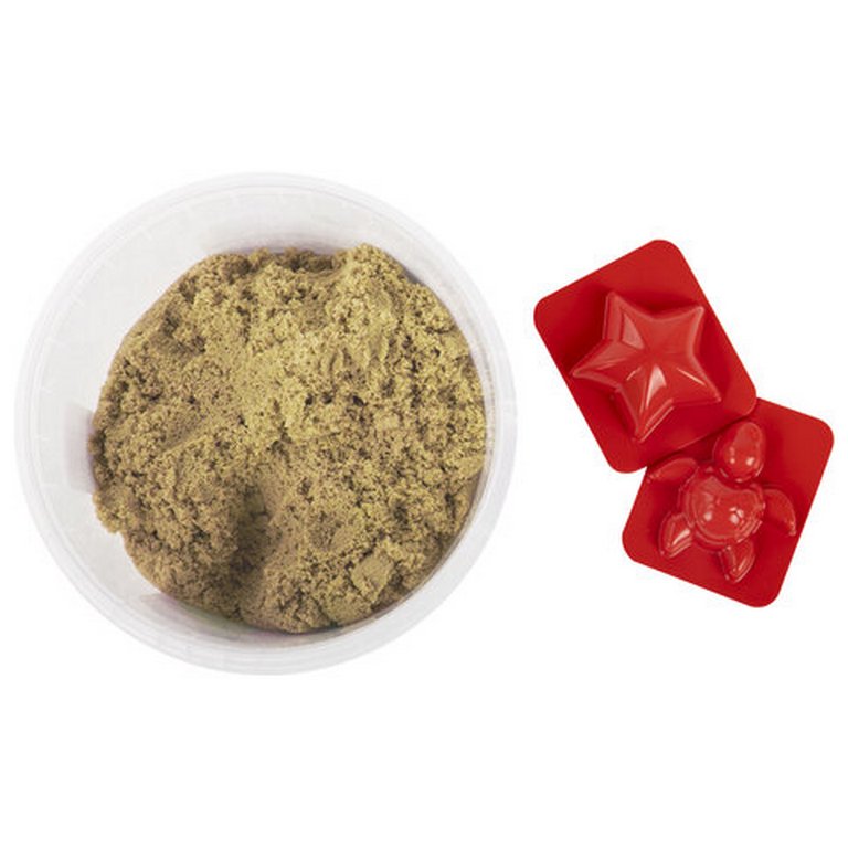 Песок кинетический 0,5кг. BRAUBERG "KIDS" натуральный в ведре + 2 формочки