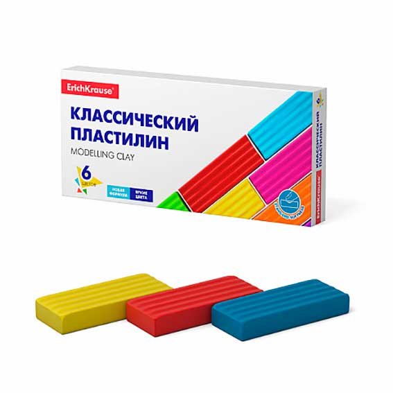 Пластилин  6 цв.  96 гр. ErichKrause "Basic"  картон. коробка