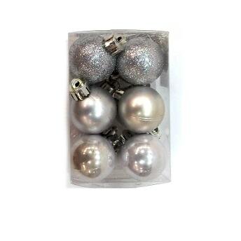 Набор шаров  цвет серебро  30 мм 12 шт (ассорти)