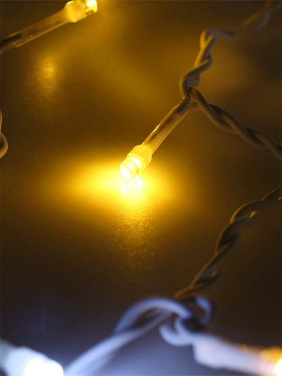 Гирлянда уличная 12м, 240 теплых ламп, 1 режим, прозрачная нить (соединяется в цепь)