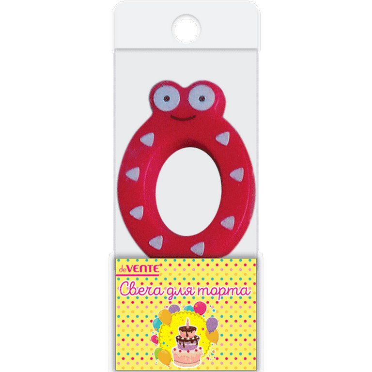 Свеча для торта "Цифра  0" Смешная, с рисунком, 6,1x3,9x0,85 см