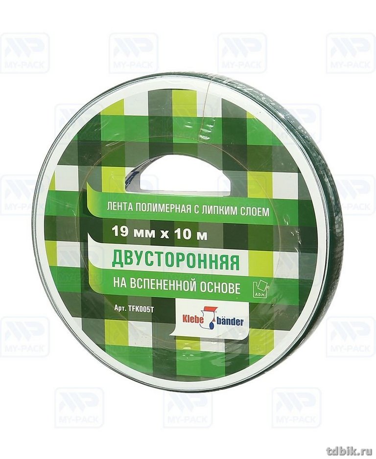 Скотч двухсторонний (вспен. основа) 19 мм*10 м Klebebander зеркальный