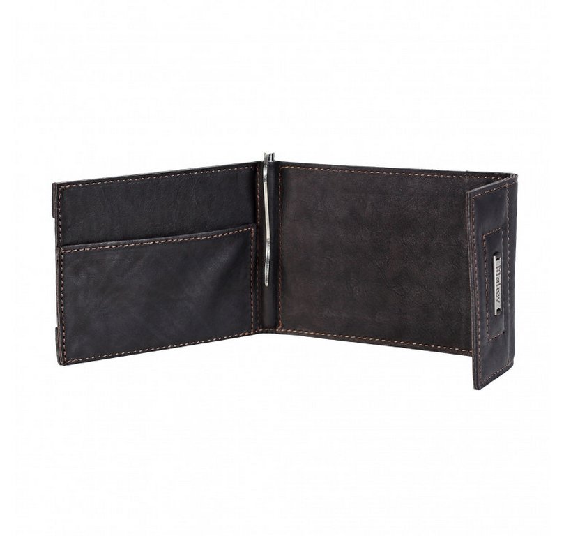 Зажим для денег 80*112мм "Макей" нат. кожа, цвет коричневый (многофункциональный)