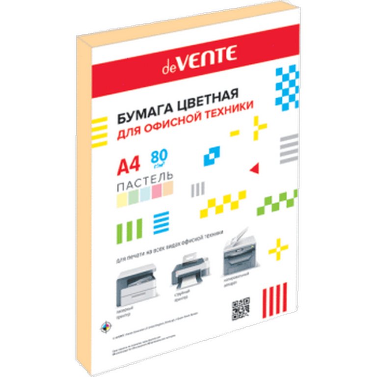 Бумага "deVente" 80г/м2 А4, 100 лист/уп, оранжевый пастельный