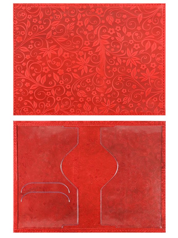 Обложка для паспорта MILAND "Флаверс" нат. кожа, красная