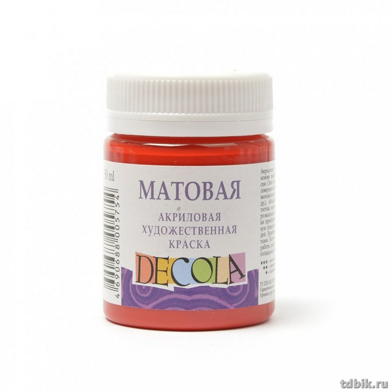 Краска акриловая художественная матовая 50мл красная Декола