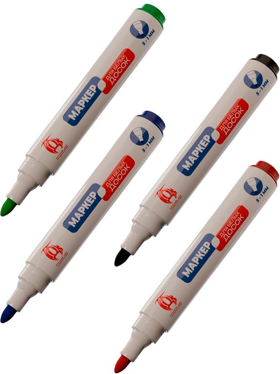 Набор маркеров для доски  4шт РДК 5-1мм круглые