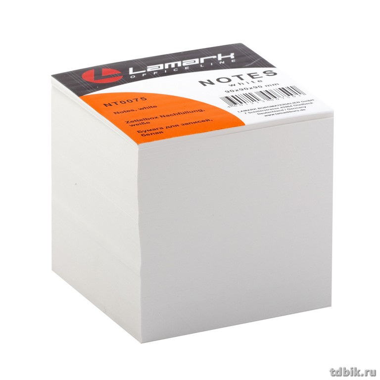 Блок бум. для записи (не склеенный) 9*9*9 см, бумага белая 80 г/м2 Lamark