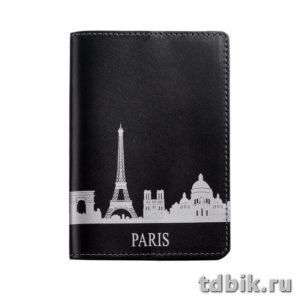 Обложка для паспорта D.Morelli "Города" нат. кожа, принт Paris