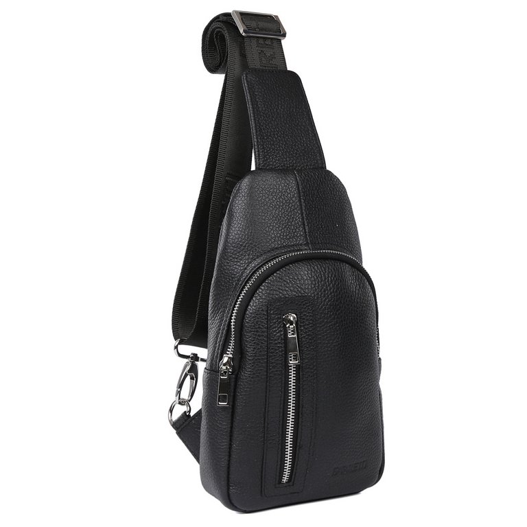 Сумка мужская FABRETTI 16*28*6, нат. кожа, черный