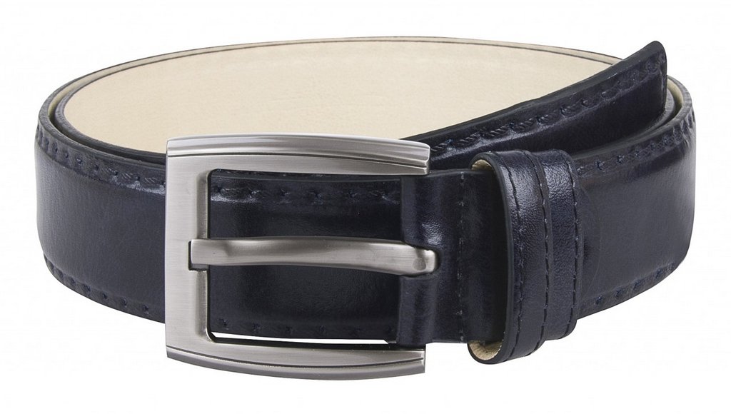 Ремень Alliance нат. кожа,  ширина 40мм, темно-синий