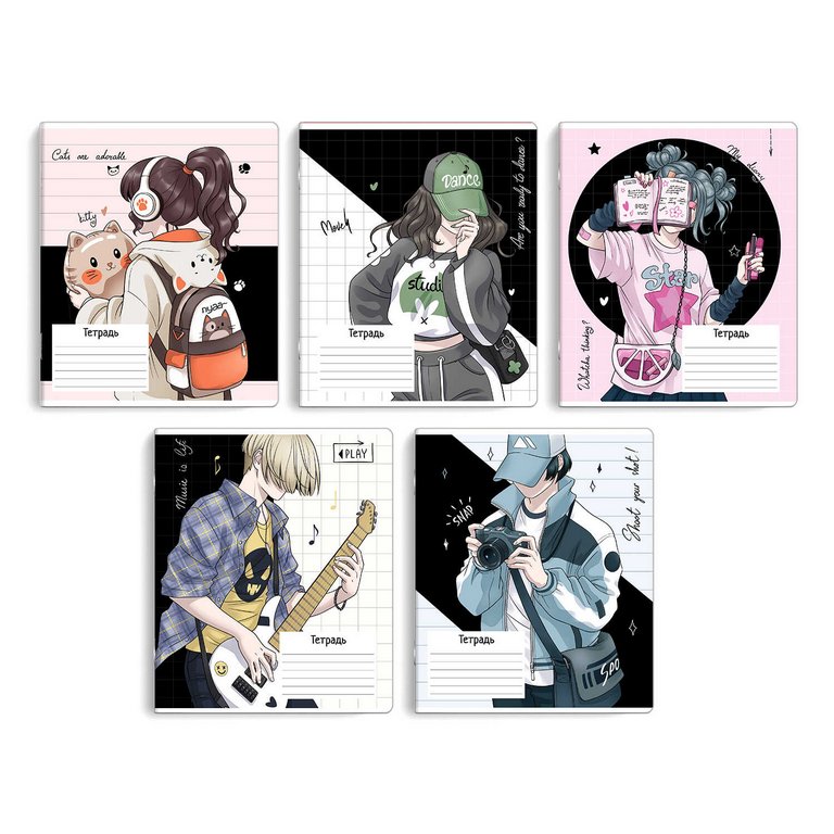 Тетрадь 18 лист кл. А5+ "Аниме-подростки" ассорти