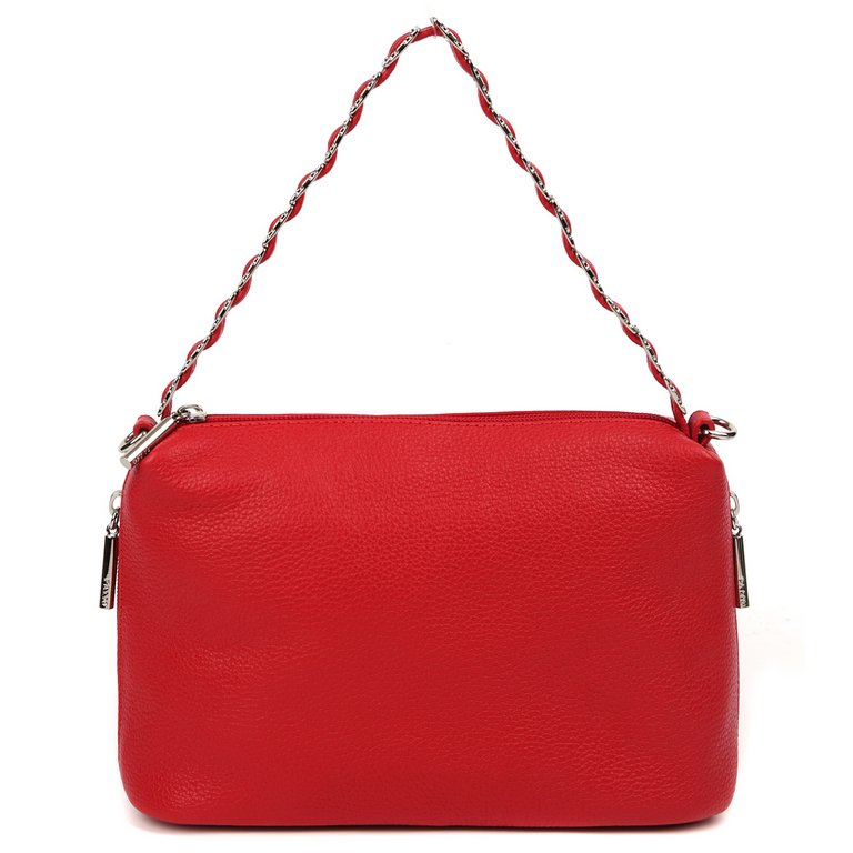 Сумка женская Palio, 26х17х10 см, нат. кожа, красный