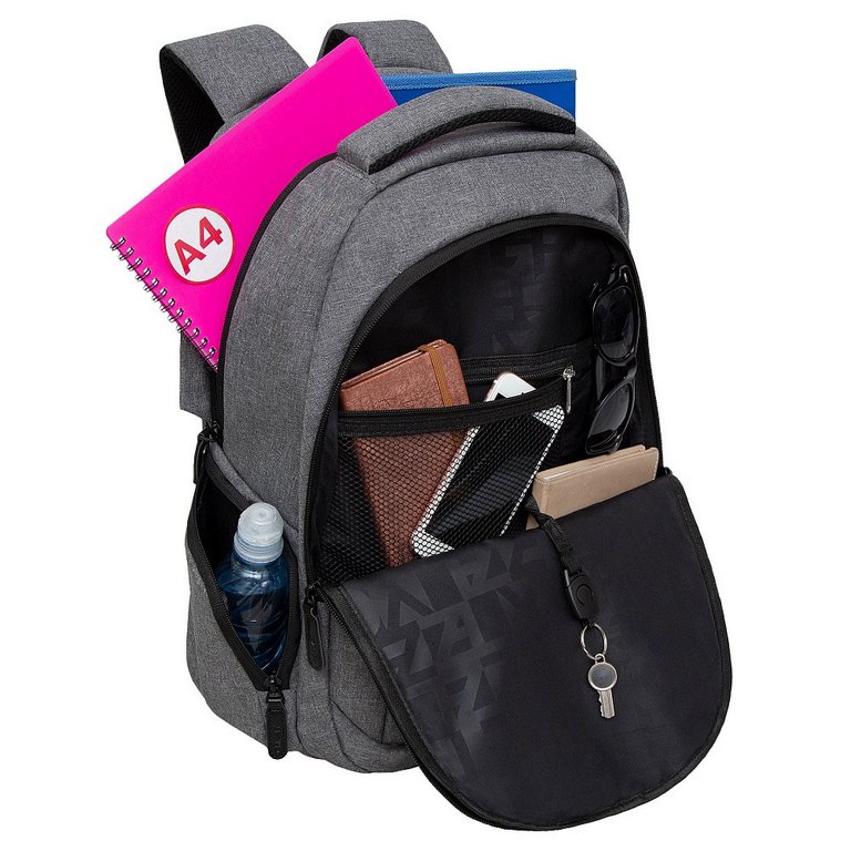 Рюкзак молодежный мужской Grizzly 46*31*18 см., серый/черный