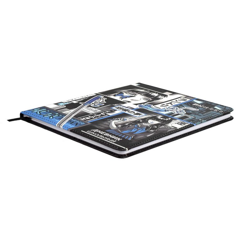 Дневник школьный твердая обложка, кожзам "ГЕРОИ АНИМЕ КОМИКС", ляссе