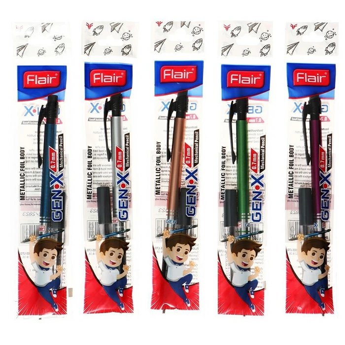 Карандаш механический 0.7 мм Flair резин.упор, ластик, сменные стержни (ассорти)