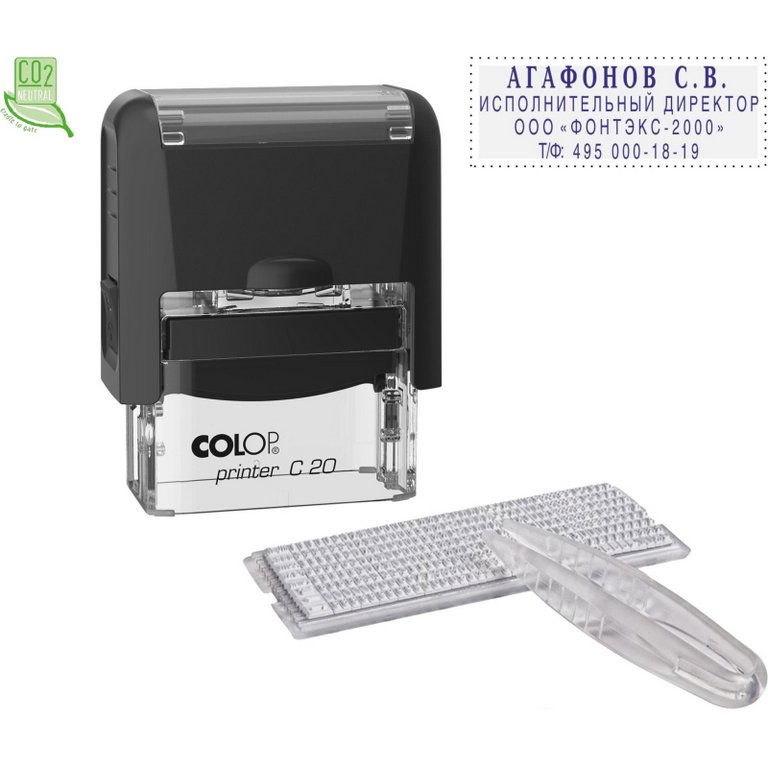 Штамп самонаборный  4 стр 38х14 мм 1 касса Colop, черный корпус