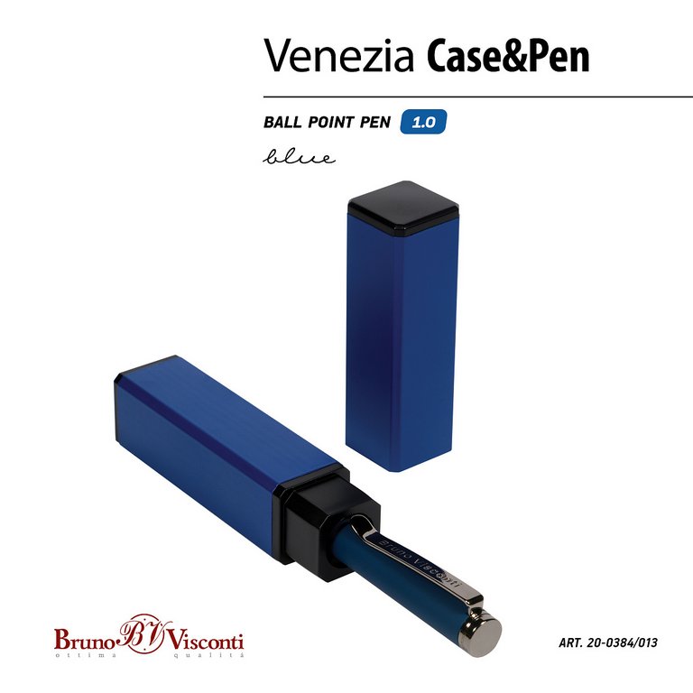 Ручка шариковая Bruno Visconti "Venezia Pragmatico" в футляре (мет.тубус) 1,0мм синяя (стерж 99мм)