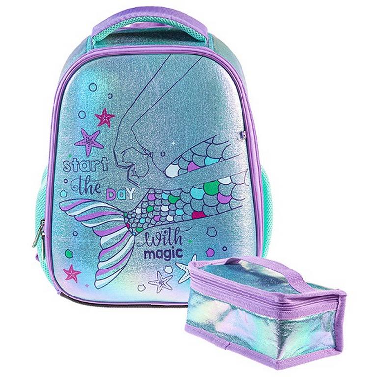 Рюкзак каркасный для девочки Hatber Ergonomic "МЕЧТА РУСАЛКИ" (термосумка) 29*38*16см
