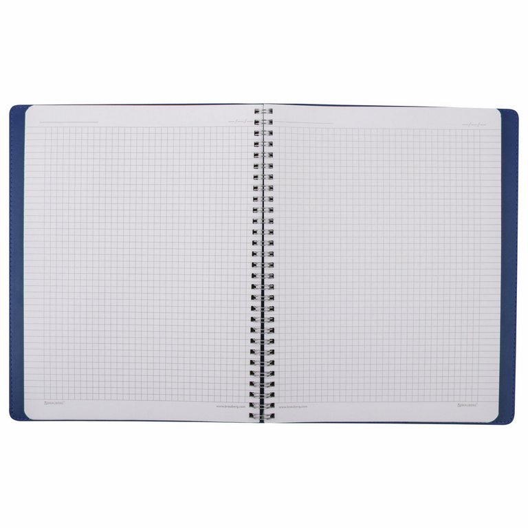 Бизнес-блокнот А4  80л., 200*252 мм, кожзам на гребне Brauberg "Office PRO" клетка, синий